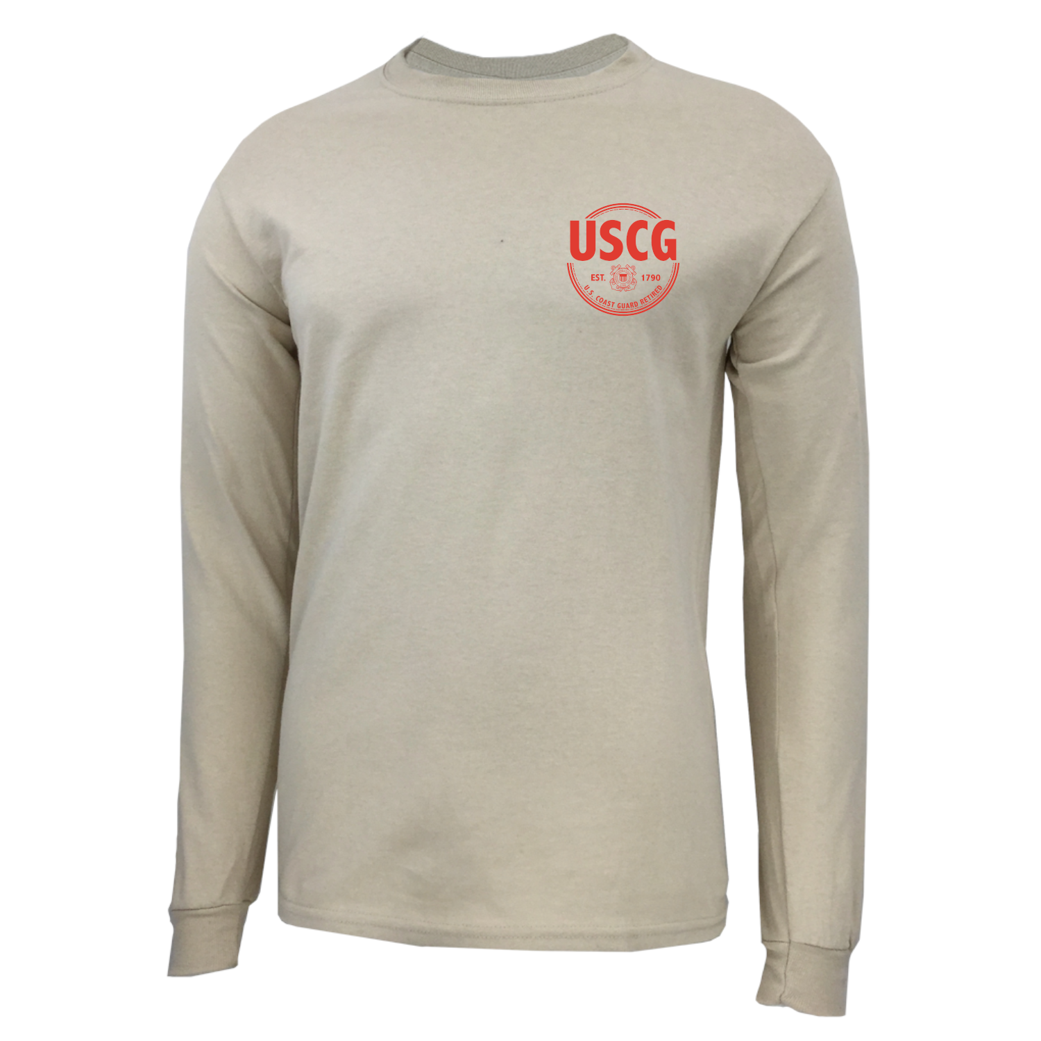Pick Your Design Coast Guard Long Sleeve T-Shirt (Tan)