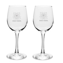Load image into Gallery viewer, Coast Guard Seal Set of Two 12oz Wine Glasses with Stem*