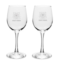 Load image into Gallery viewer, Coast Guard Seal Set of Two 12oz Wine Glasses with Stem