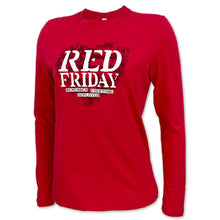 Load image into Gallery viewer, Ladies Red Friday Remember Everyone Deployed Heart Long Sleeve T-Shirt (Red)