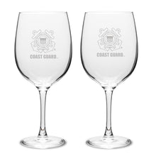 Load image into Gallery viewer, Coast Guard Seal Set of Two 19oz Wine Glasses with Stem