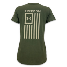 Load image into Gallery viewer, Under Armour Ladies New Freedom Flag T-Shirt (OD Green)