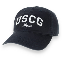 Load image into Gallery viewer, USCG Mom Relaxed Twill Hat (Navy/White)