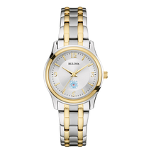 Load image into Gallery viewer, Coast Guard Seal Ladies Bulova Stainless Steel Bracelet Watch (Silver/Gold)