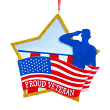 Load image into Gallery viewer, Proud Veteran Patriotic American Flag Ornament
