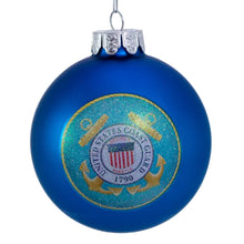 Load image into Gallery viewer, Coast Guard Semper Paratus Glass Ball Ornament (Blue)
