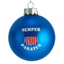 Load image into Gallery viewer, Coast Guard Semper Paratus Glass Ball Ornament (Blue)