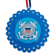Load image into Gallery viewer, United States Coast Guard Seal Circle Stars Ornament (Blue)