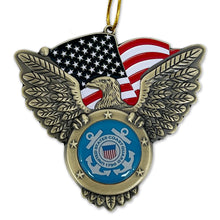Load image into Gallery viewer, Coast Guard Seal/Eagle with American Flag Metal Ornament