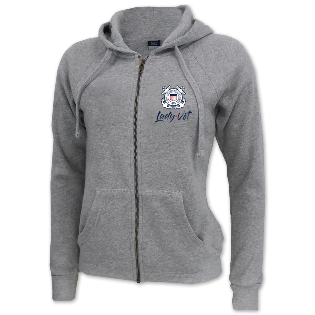 Coast Guard Lady Vet Left Chest Logo Full Zip Hood