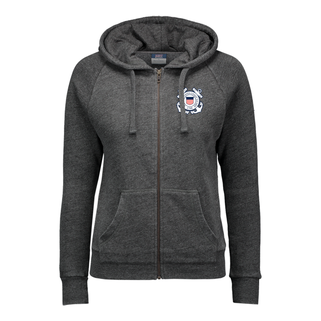 Coast Guard Seal Ladies Angel Fleece Full Zip Hoodie