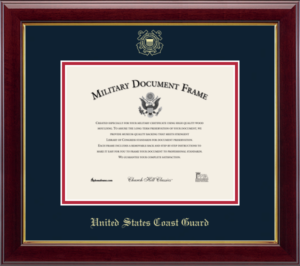 U.S. Coast Guard Gold Embossed Certificate Frame (Horizontal)