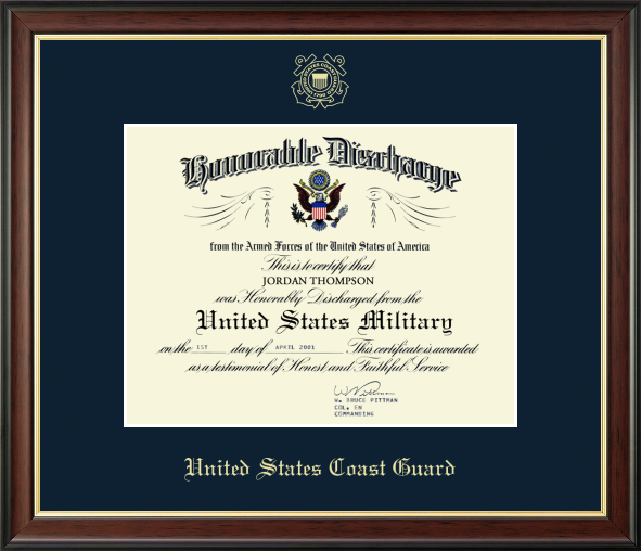 U.S. Coast Guard Honorable Discharge Certificate Frame (11x8.5)