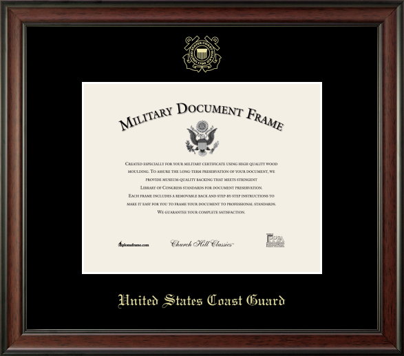 U.S. Coast Guard Embossed Studio Certificate Frame (Horizontal)