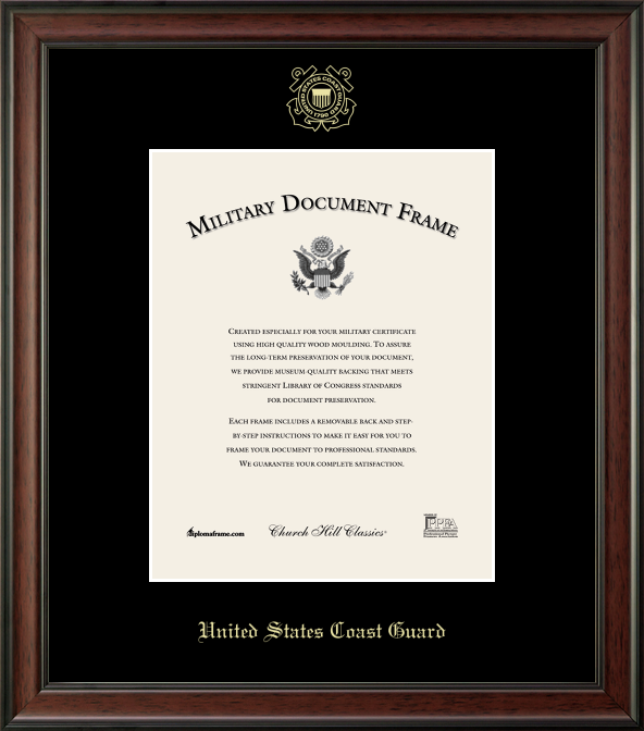 U.S. Coast Guard Embossed Studio Certificate Frame (Vertical)