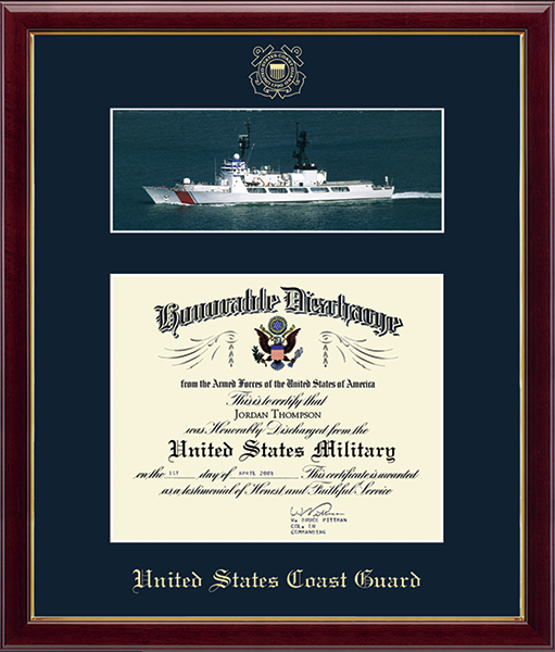 U.S. Coast Guard Photo and Honorable Discharge Certificate Frame (11x8.5)
