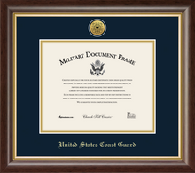 Load image into Gallery viewer, U.S. Coast Guard Gold Engraved Medallion Frame (Horizontal)