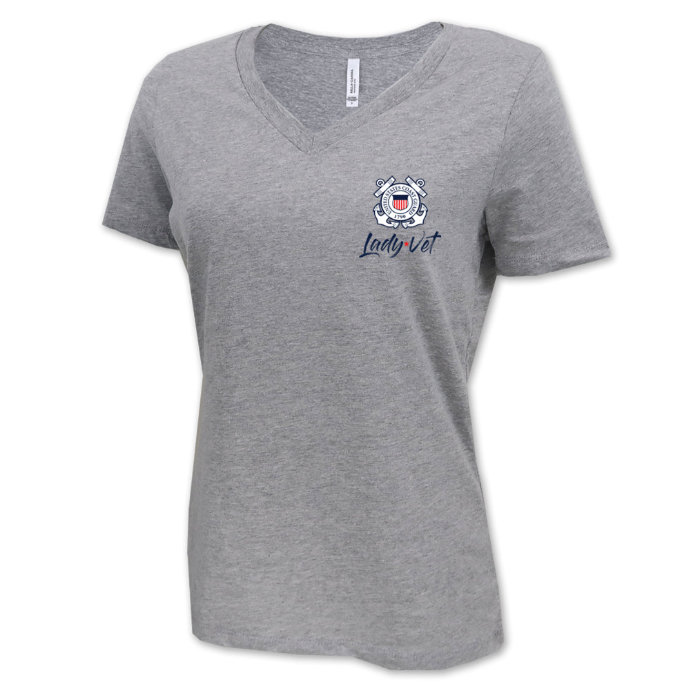 Coast Guard Lady Vet Left Chest Logo V-Neck T-Shirt