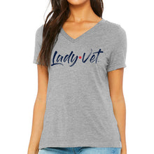 Load image into Gallery viewer, Coast Guard Lady Vet Full Chest Logo V-Neck T-Shirt