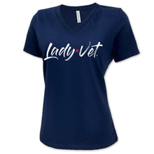 Load image into Gallery viewer, Coast Guard Lady Vet Full Chest Logo V-Neck T-Shirt