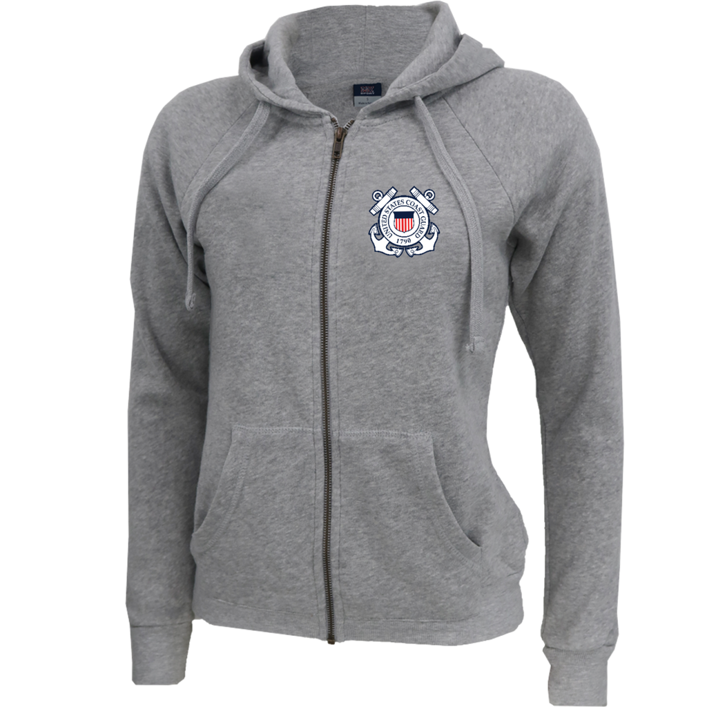 Coast Guard Seal Ladies Angel Fleece Full Zip Hoodie