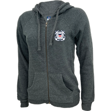 Load image into Gallery viewer, Coast Guard Seal Ladies Angel Fleece Full Zip Hoodie