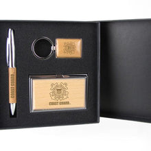 Load image into Gallery viewer, Coast Guard Seal Silver/Wood Gift Set with Pen, Keychain &amp; Business Card Case