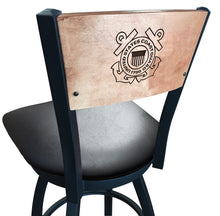 Load image into Gallery viewer, Coast Guard Seal Swivel Stool with Laser Engraved Back