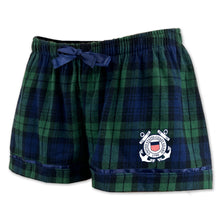 Load image into Gallery viewer, Coast Guard Ladies Seal Logo Flannel Shorts (Blackwatch)