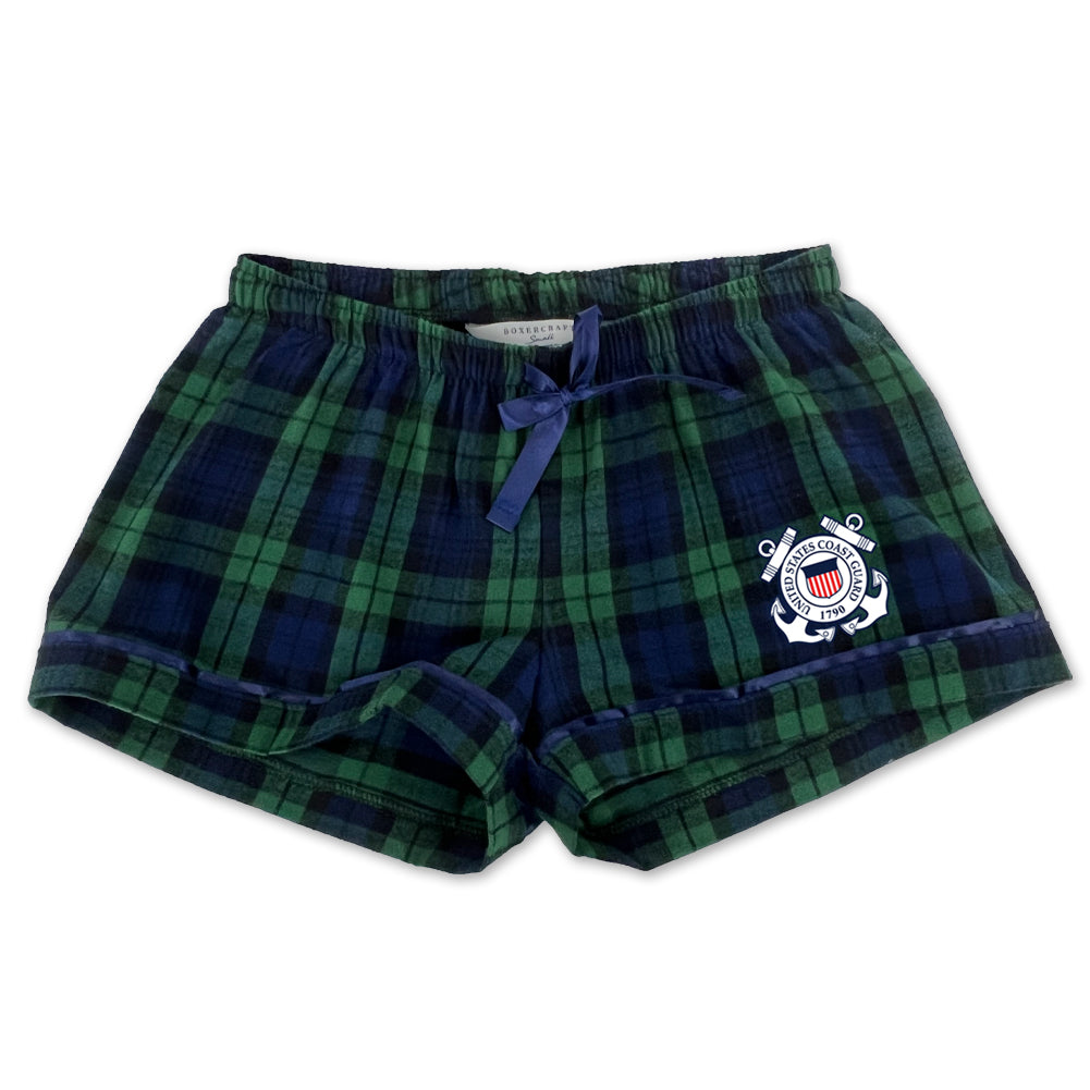 Coast Guard Ladies Seal Logo Flannel Shorts (Blackwatch)