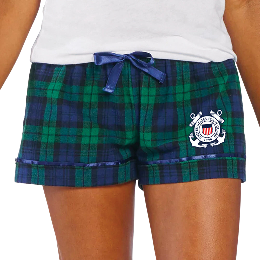Coast Guard Ladies Seal Logo Flannel Shorts (Blackwatch)