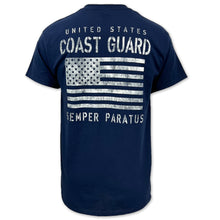 Load image into Gallery viewer, Coast Guard Distressed Flag T-Shirt (Navy)
