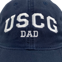 Load image into Gallery viewer, USCG Dad Relaxed Twill Hat (Navy/White)