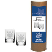 Load image into Gallery viewer, Coast Guard Seal 14oz Deep Etched Double Old Fashion Glasses (Clear)*