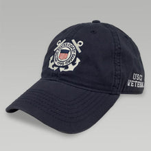 Load image into Gallery viewer, Coast Guard Seal Veteran Twill Hat (Navy)