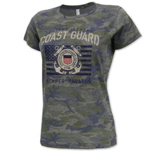 Load image into Gallery viewer, Coast Guard Ladies Vintage Stencil T-Shirt (Camo)