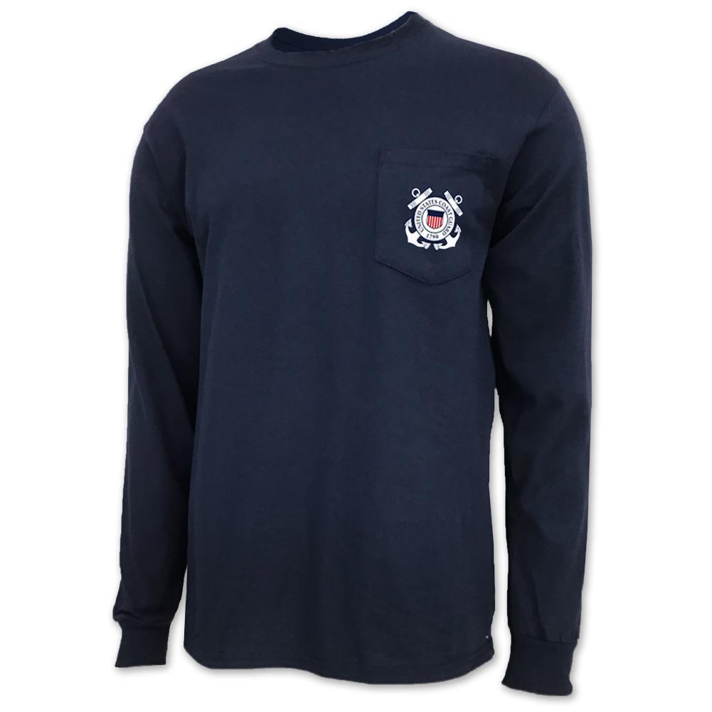 COAST GUARD SEAL LOGO LONG SLEEVE POCKET T (NAVY)