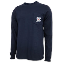 Load image into Gallery viewer, COAST GUARD SEAL LOGO LONG SLEEVE POCKET T (NAVY)