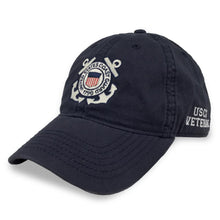 Load image into Gallery viewer, Coast Guard Seal Veteran Twill Hat (Navy)