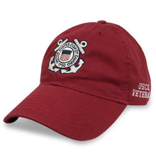 Load image into Gallery viewer, Coast Guard Seal Veteran Twill Hat (Red)