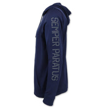 Load image into Gallery viewer, Coast Guard Under Armour Semper Paratus Armour Fleece Hood (Navy)