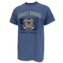 Load image into Gallery viewer, Coast Guard Vintage Stencil T-Shirt (Indigo Blue)