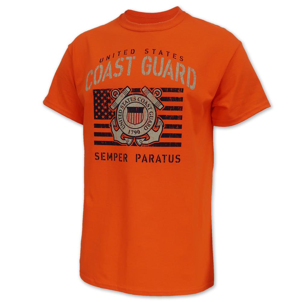 Coast Guard Vintage Stencil T-Shirt (Orange)