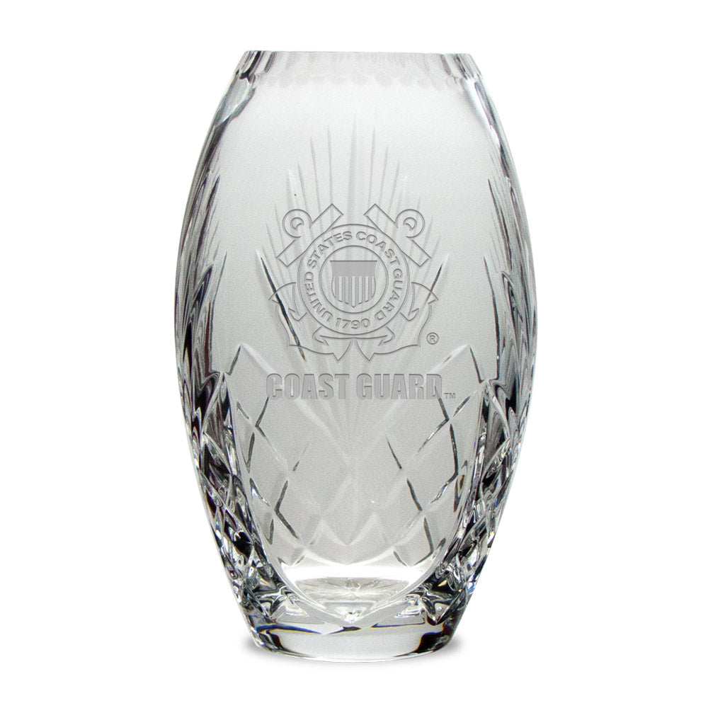 Coast Guard Seal Full Leaded Crystal Vase