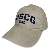 Load image into Gallery viewer, USCG Dad Relaxed Twill Hat (Khaki/Navy)